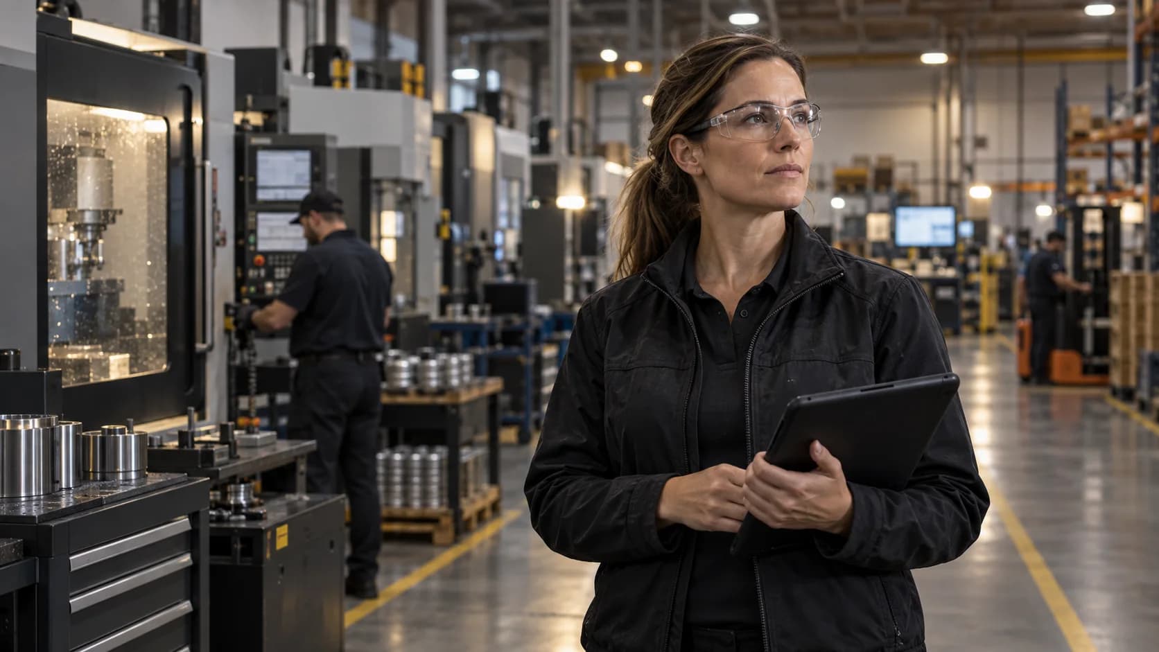 Manufacturing operations leader reviewing the production environment