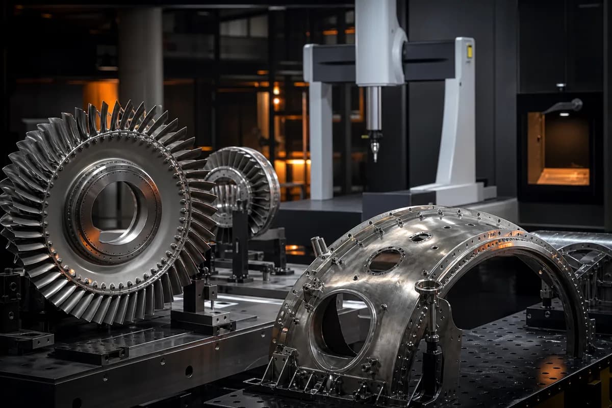 Precision aerospace components in a manufacturing inspection cell