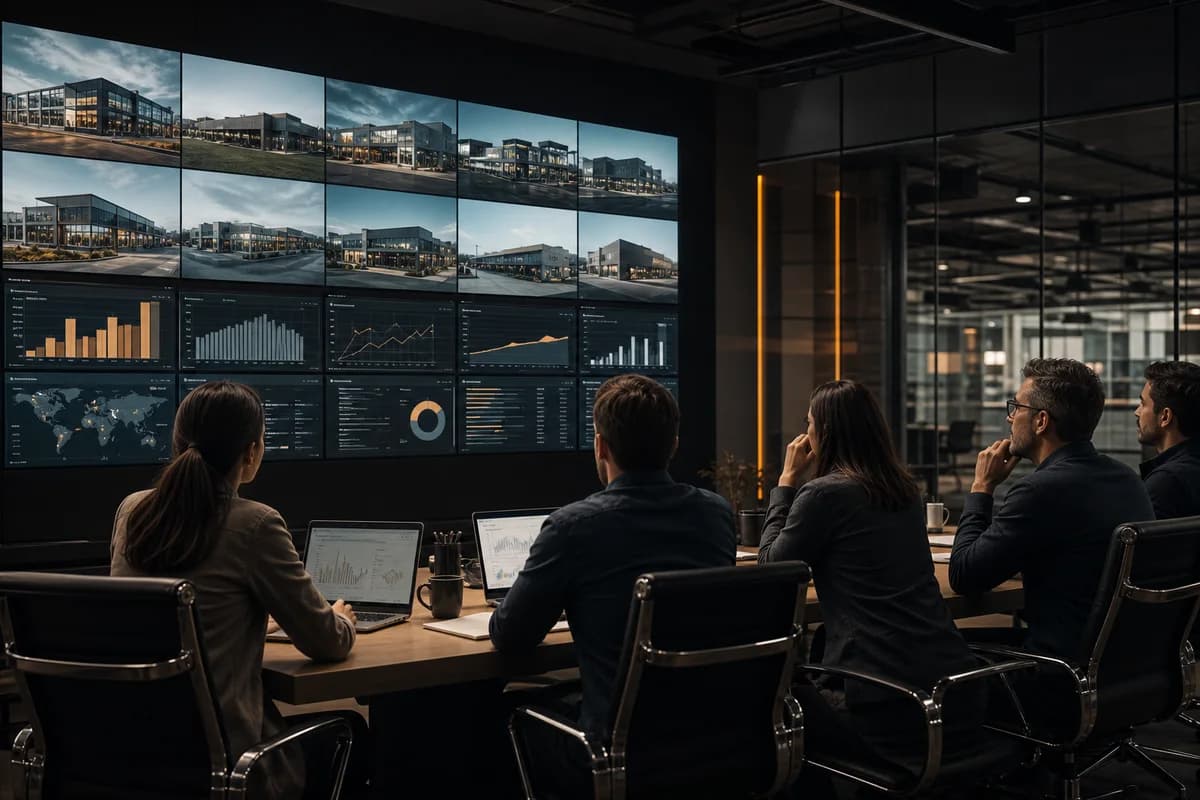 Operations team reviewing performance across multiple business locations