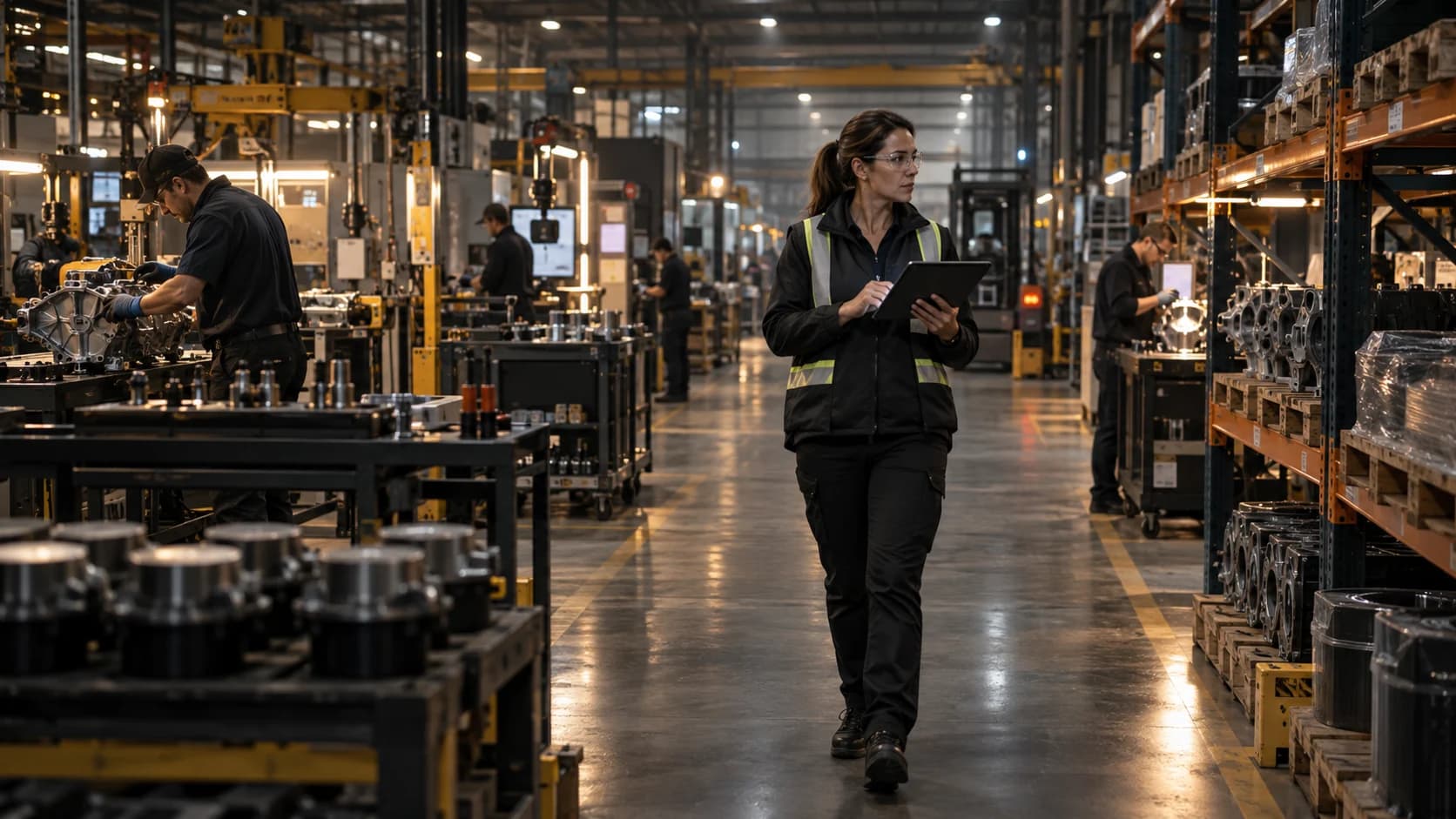 Production planner coordinating work across a manufacturing plant